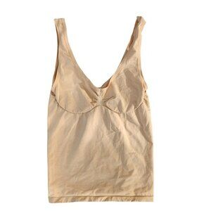 Jockey Shaping Tank Top XL Beige‎ Built-In Bra Sleeveless Layering